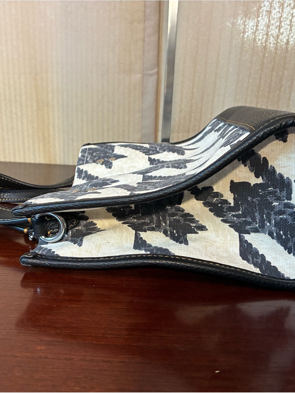 Coach Dempsey Black & White Printed Canvas Tote - Picture 3 of 7